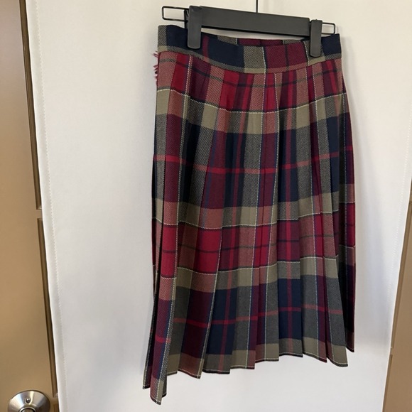 Talbots Womens 4 Plaid 100% Wool Vintage Pleated Wrap Skirt Academia '90s - Picture 5 of 9